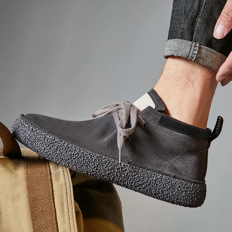 

Мужские высокие персонализированные мужские ботинки, новые мужские повседневные кожаные туфли Zhongbang в стиле ретро, модная мужская обувь на толстой подошве со шнуровкой