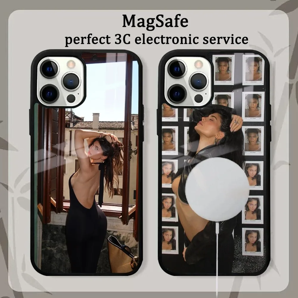 

Hot Star Actor Sexy Girl Model K-KYLIE J-JENNER Phone Case For iPhone 15 14 13 12 11 Pro Max Plus Mini Mirror Magnetic Cover