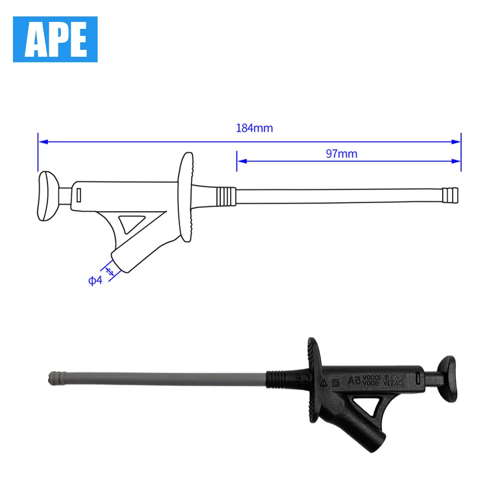 1pc Quick Test Hook Clip Professional Insulated High Voltage Flexible Testing Probe 4mm Banana Socket