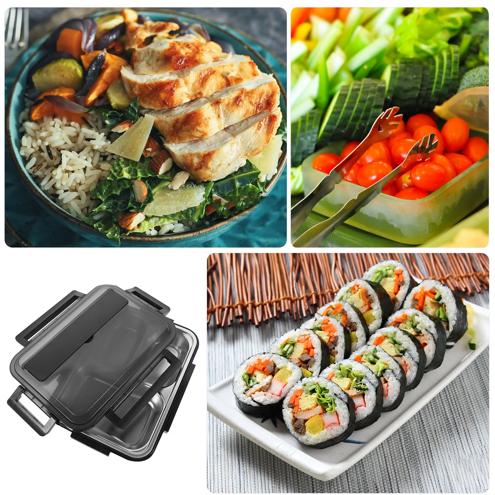 

Stainless Steel Compartment Lunch Box 3-Grid Leakproof Bento Food Container Portable for Fresh Homemade Meals Bento Lunch Box