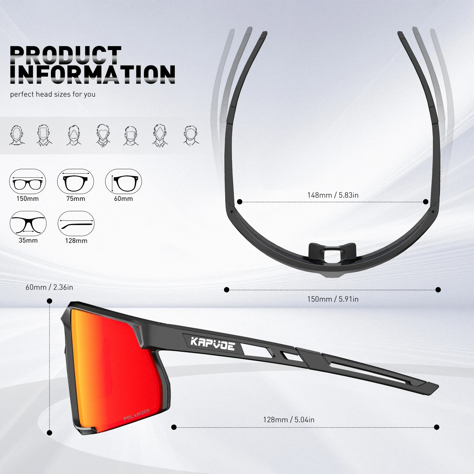 KAPVOE UV400 نظارات التنزه TR90 الدراجات الاستقطاب النظارات الشمسية الرجال النساء الرياضة في الهواء الطلق الدراجة الجبلية نظارات الطريق دراجة نظارات