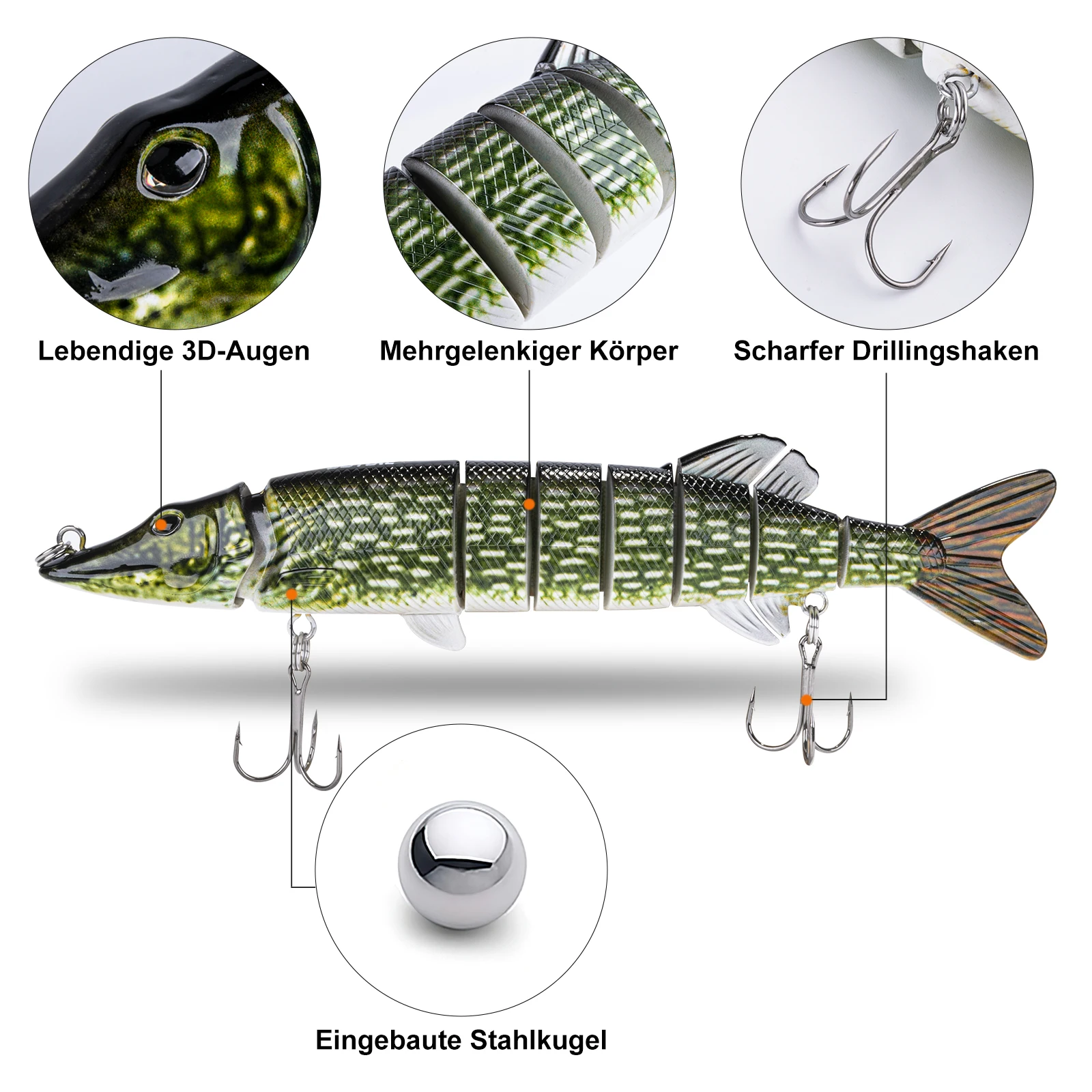 Goture-señuelo de pesca de lubina, Wobblers que se hunden, multiarticulado, 12cm, 20cm, Crankbaits, trucha, curricán, cebo duro Artificial