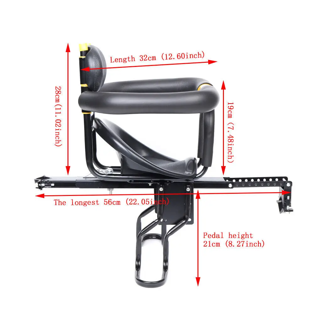 Kids Bike Seat Portable Retractable Foldable Front Mounted Child Bike Seat Bike Attachment Suitable for All Types of Bicycles