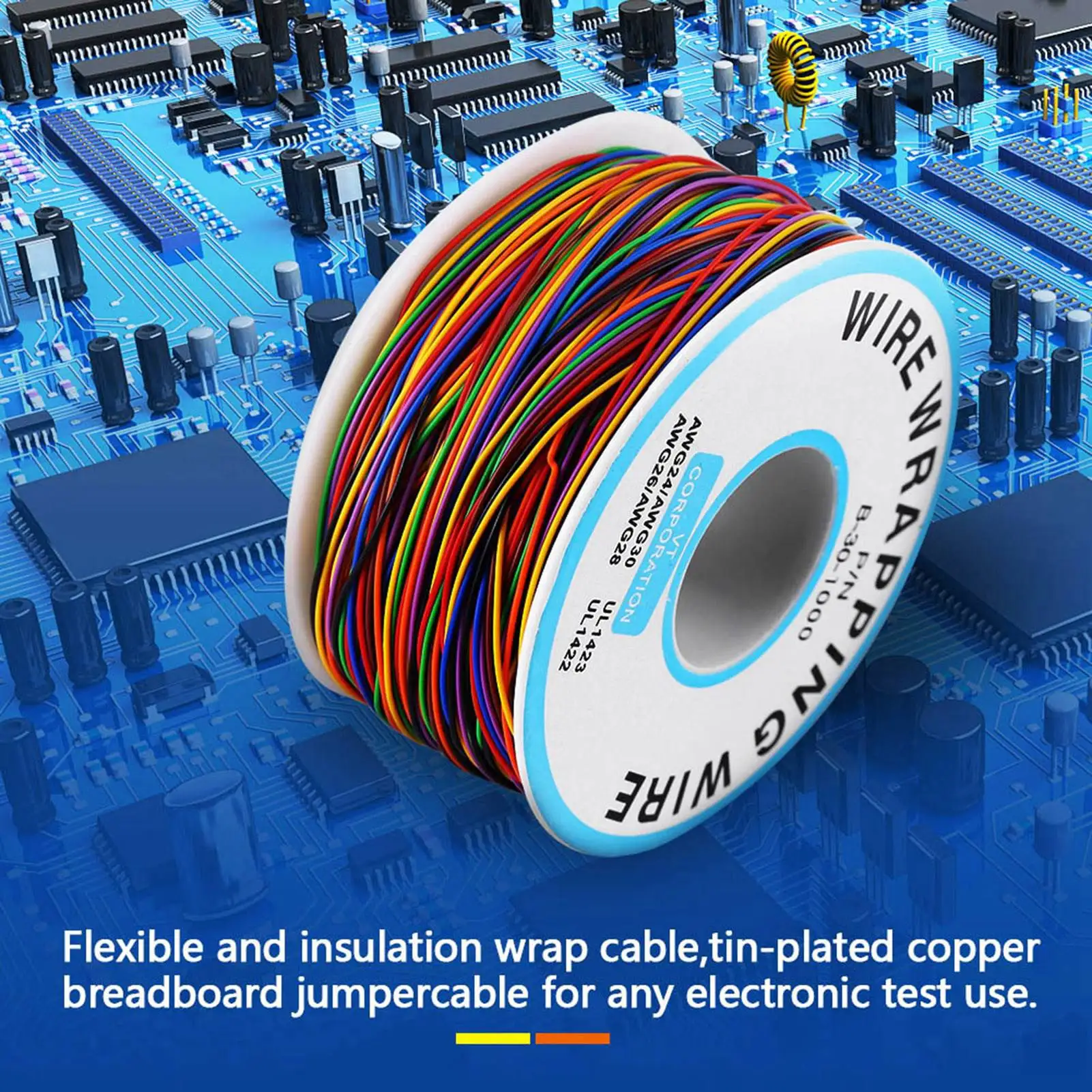 Tin Plated Copper Cable Colorful P/N B‑30‑1000 250M 8‑Wire Colored Insulation Wrapping Copper Test Cable