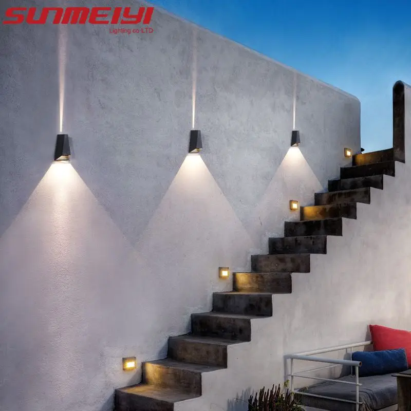 Outdoor Waterproof LED Wall Lamp Modern and Simple Nordic Black Villa Courtyard Garden Corridor Balcony Dual Head Spotlights