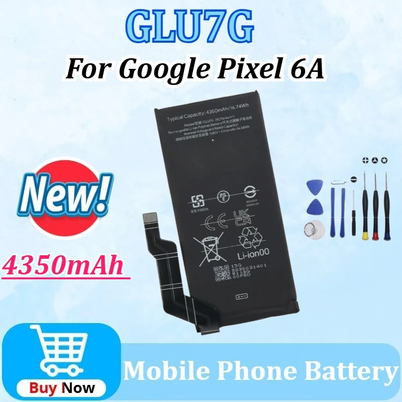 

New 4350mAh GLU7G Replacement Battery for HTC for Google Pixel 6A Mobile Phone Batteries with Tools