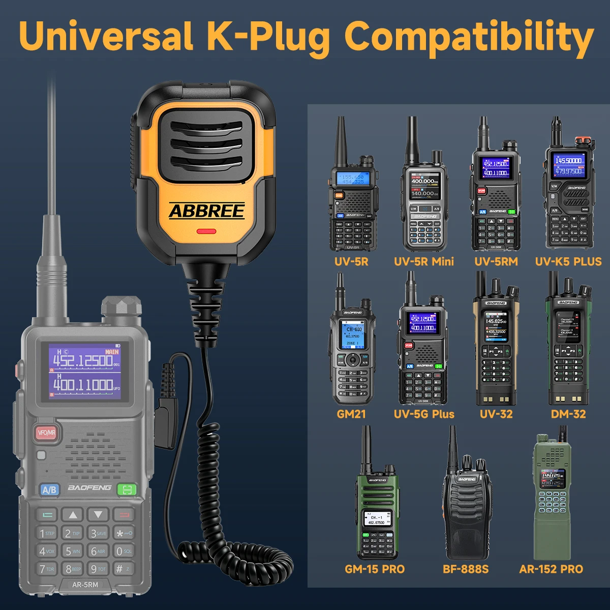 ABBREE AR-790 IP54 Microphone Walkie Talkie Mic Shoulder Speaker PTT for Baofeng Radio UV-5R AR-152 UV-21 Upgrade BF-780 view 5