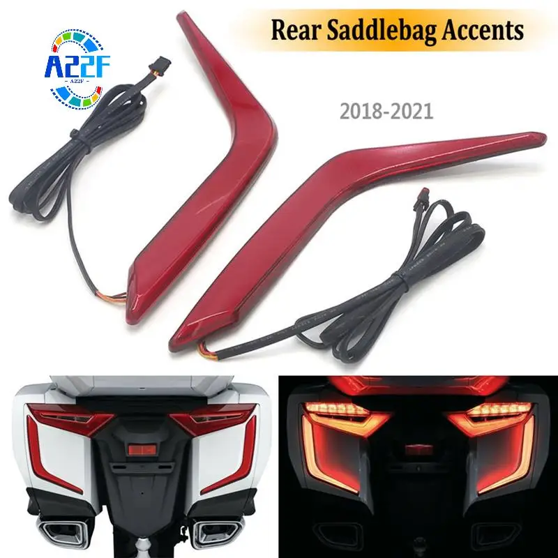 

A22F-Motorcycle LED Rear Saddlebag Accents Lights Red Decorative Turn Signal For Honda Goldwing GL 1800 F6B 2018-UP