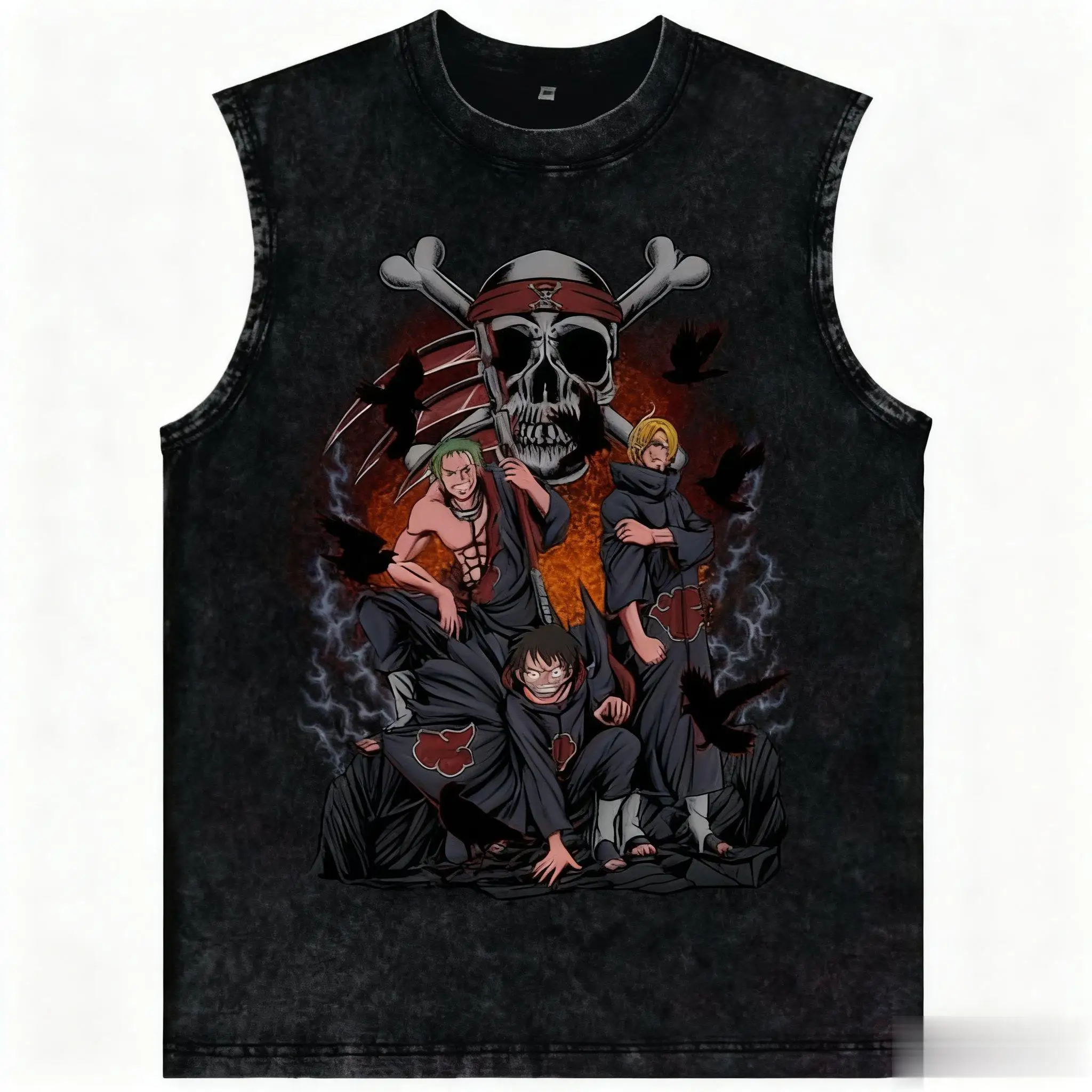 Neue Ankunft Ein Stück Anime Tank Top Mann Frauen Weste Übergroßen Vintage Waschen Ärmelloses T-shirt Harajuku Streetwear Trendy Y2k Tops