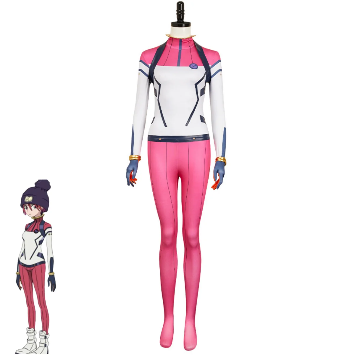 

Anime Gundam GQuuuuuuX Amate Yuzuriha Cosplay Costume Driver Uniform Pink White Montage Jumpsuits Woman Sexy Halloween 2025