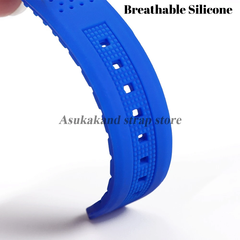 16mm 18mm 20mm 22mm 24mm Breathable Silicone Watch Strap for Seiko for Omega Strap Quick Release Butterfly Buckle Women Men Band