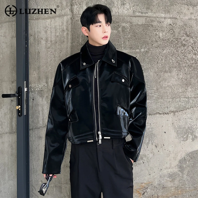 

LUZHEN Trendy Leather Jacket Fashion Male Clothes Personality Niche Design Elegant Men's Casual Outerwear Autumn Stylish 5bc0ae