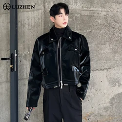 LUZHEN Trendy Leather Jacket Fashion Male Clothes Personality Niche Design Elegant Men's Casual Outerwear Autumn Stylish 5bc0ae