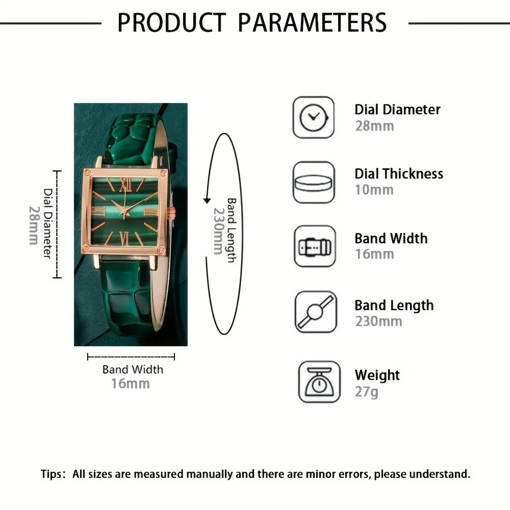 Kegllect 6PCS orologio al quarzo da donna elegante cinturino quadrato in pelle PU orologio da polso farfalla Set di gioielli regalo di san valentino