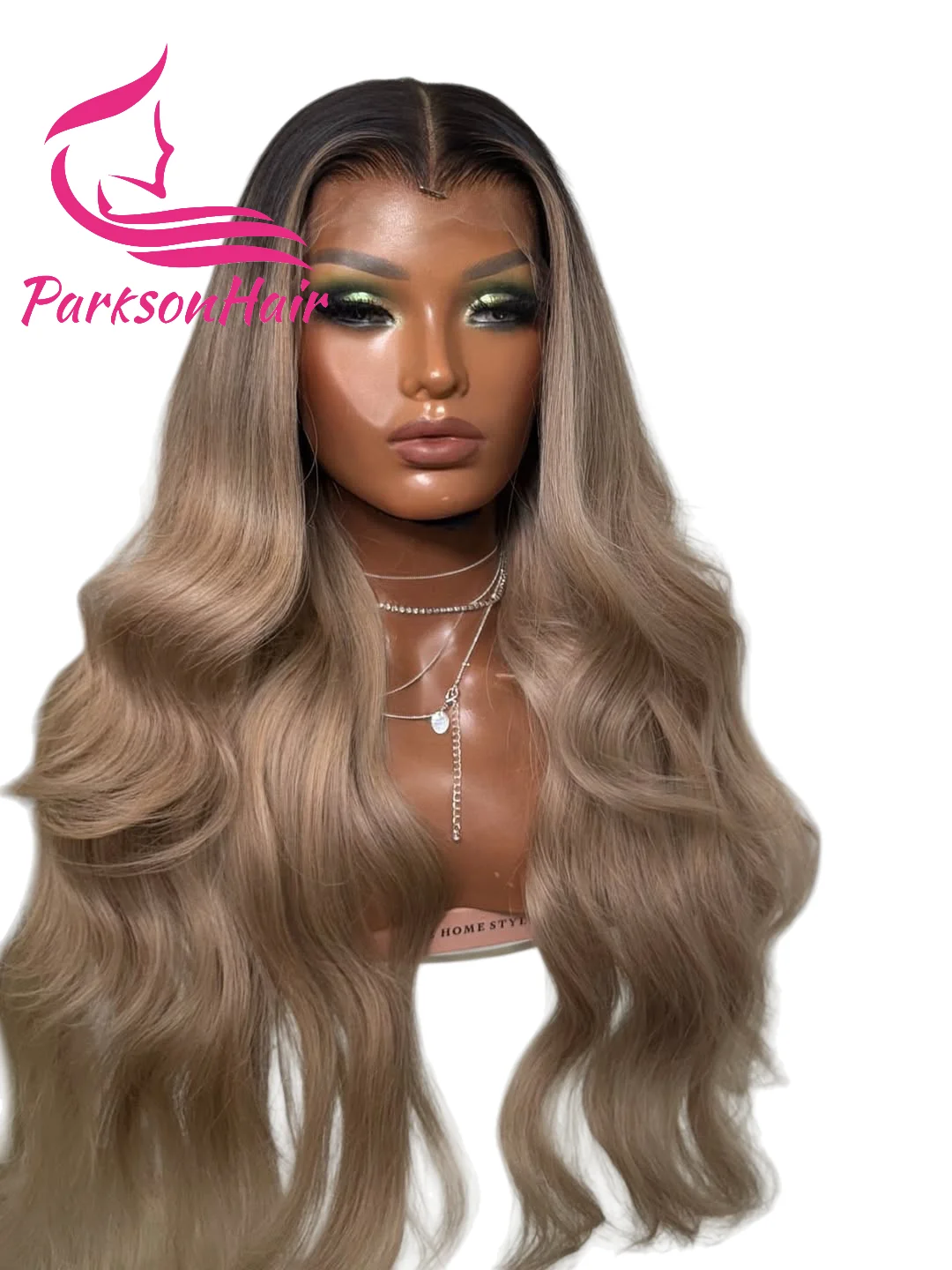 الرماد البني الملونة خصلات الشعر المستعار الإنسان مع جذور داكنة 13x4 13x6 الدانتيل الشفاف الجبهة الباروكات قبل قطعها مستقيم الدانتيل شعر مستعار أمامي