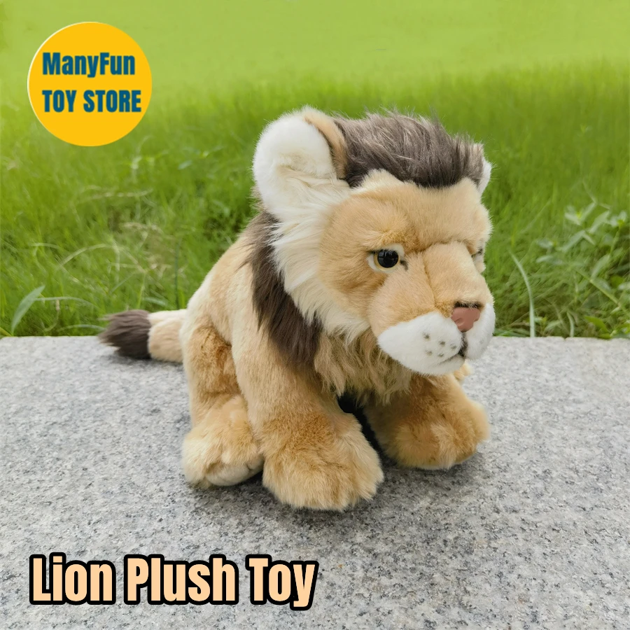 Realistic Lion High Fidelity Cute Plushie African Lion Plush Toys Lifelike Animals Simulation Stuffed Doll Toy Gifts For Kids