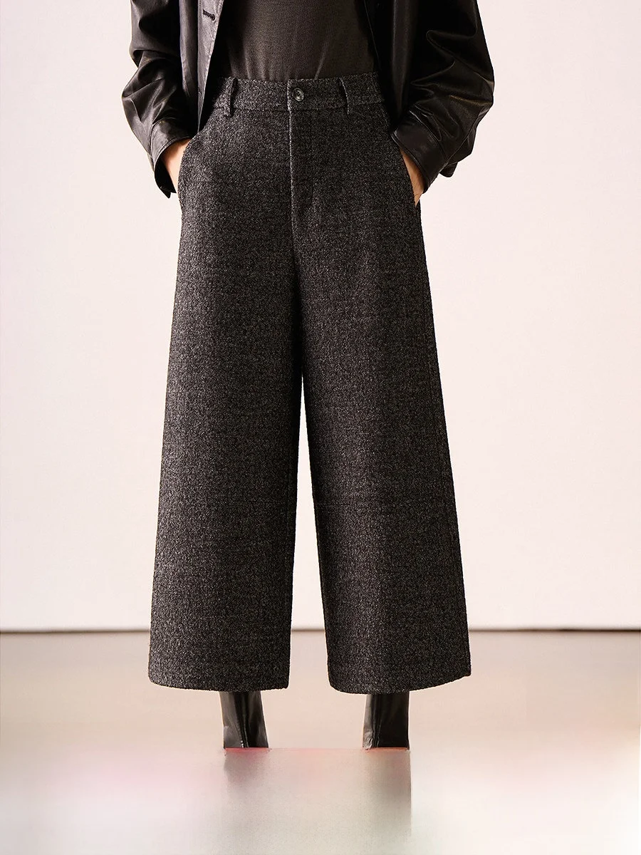 

Брюки Xhange из шерстяной смеси, прямые, зауженные, укороченные, повседневные, для женщин, для работы, однотонные, с завышенной талией