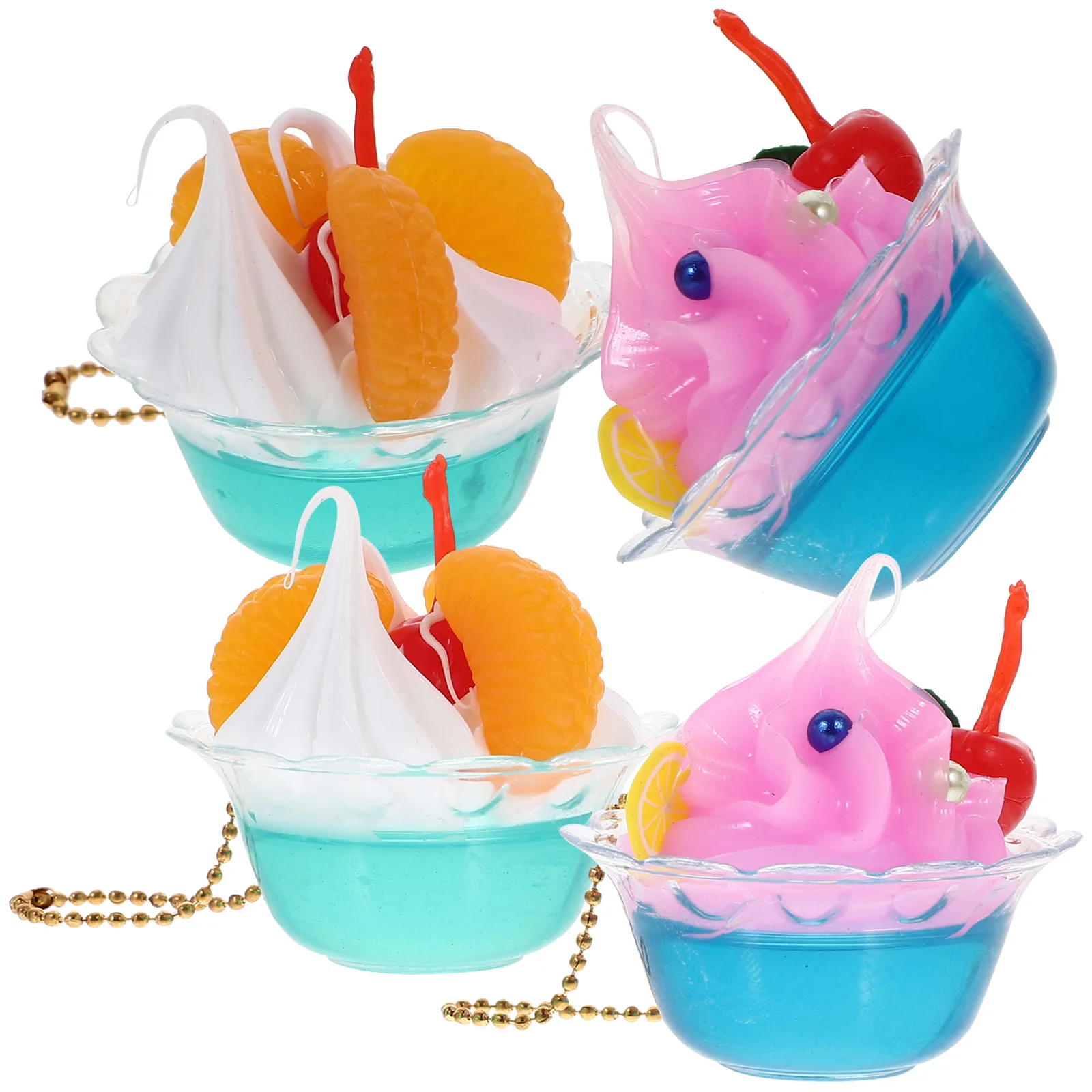 4 Pcs Key Chain Pendants Wallet Women Mini Reusable Keychains Purse Charms Plastic Ice Cream Party Favors Adorable