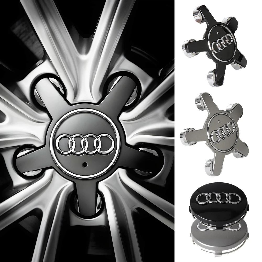 4PCS Car Five Claws Wheel Center Cap Hub Covers Auto Refit Accessories for Audi A4 B8 B6 B9 B7 A3 8P 8V 8L A6 C7 C6 C5 Q5 A5 Q7