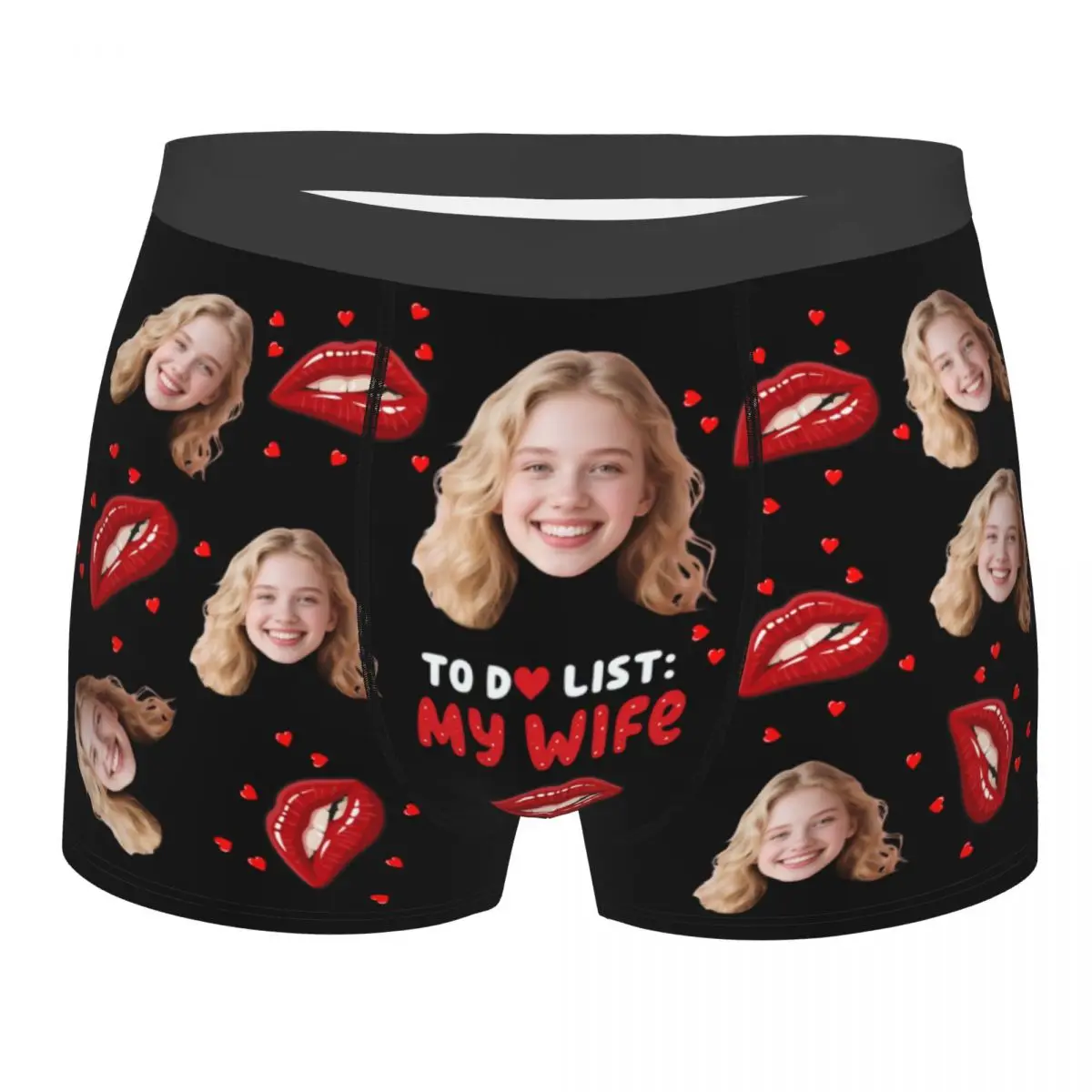 Valentine's Day Men's Custom Personalized Underwear Design Your Photo Text Boxer Briefs Breathable Underpants For Husband