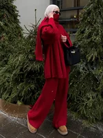 Bornladies  Autumn Winter Fashion Women's New Cable Knit Sweater Wide Leg Pants Set Soft Wool Blend Loose Fit High Neck Pullover - Image 6