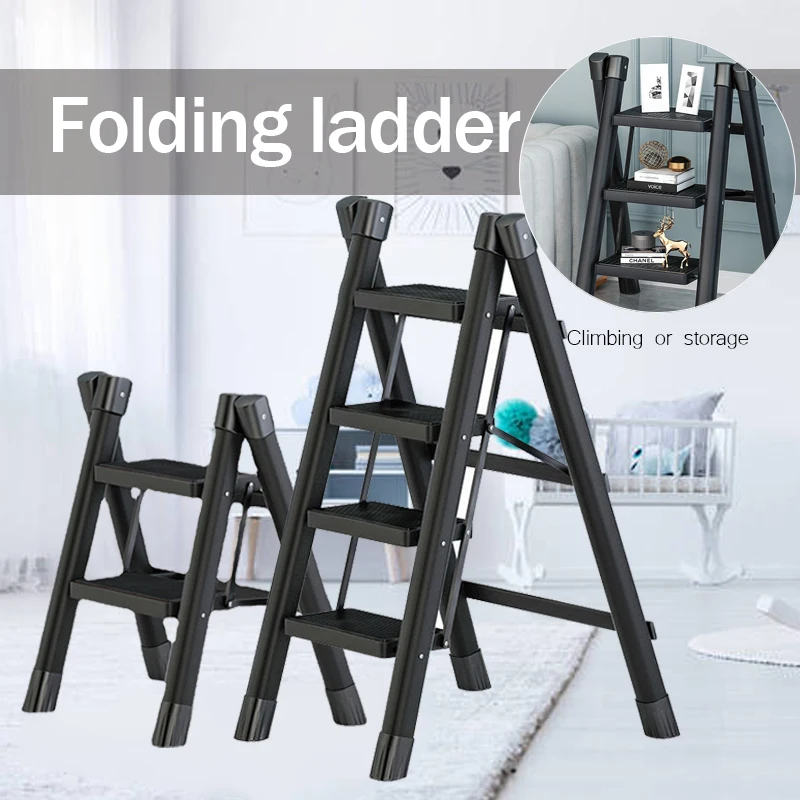 Household Folding Ladder Potable Folding Stairs 3 Step Ladder Foldable House Ladder Small Stool Chair Safety Herringbone Ladders