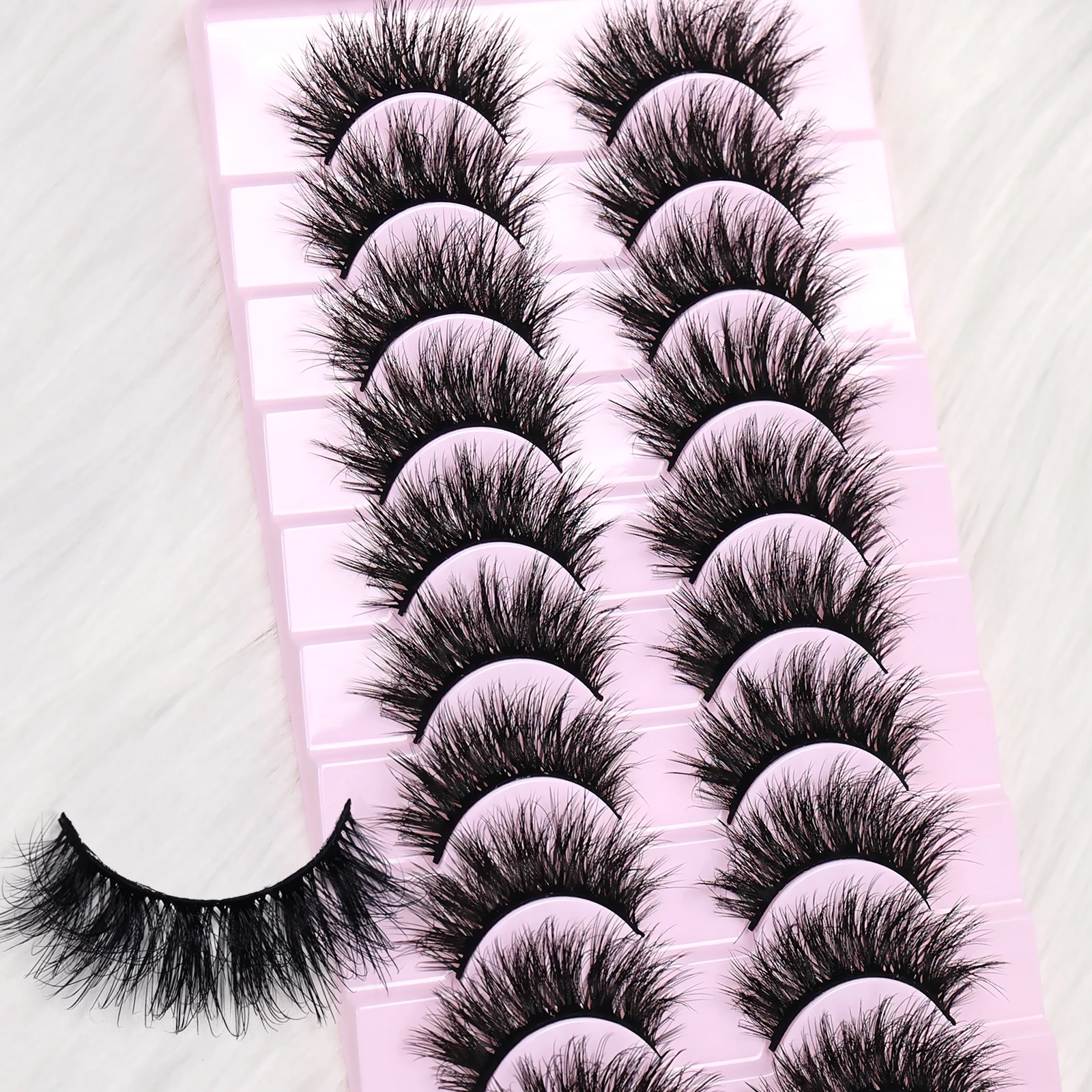 10 أزواج من الرموش الصناعية الفوضوية ثلاثية الأبعاد - رموش اصطناعية سميكة درامية، رموش خفيفة الوزن قابلة لإعادة الاستخدام وسهلة الاستخدام