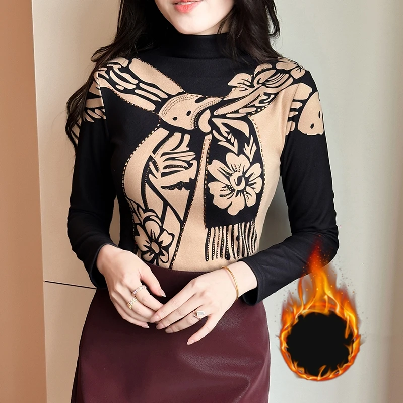 เสื้อยืดขนแกะสไตล์ยุโรป MadBlack-Women, คอเต่าลายเพชรสุดเซ็กซี่, เสื้อยืดแฟชั่นแขนยาวทรงเข้ารูป ไซส์ S-3XL, คอลเลคชั่นฤดูใบไม้ร่วง 2025 รุ่น T5N284CC