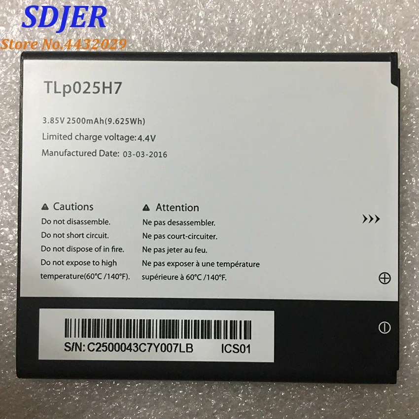 3.85V 2500mAh TLp025H1 & TLp025H7 For Alcatel OneTouch POP 4 OT-5051X OT-5051D 5051X 5051D Battery