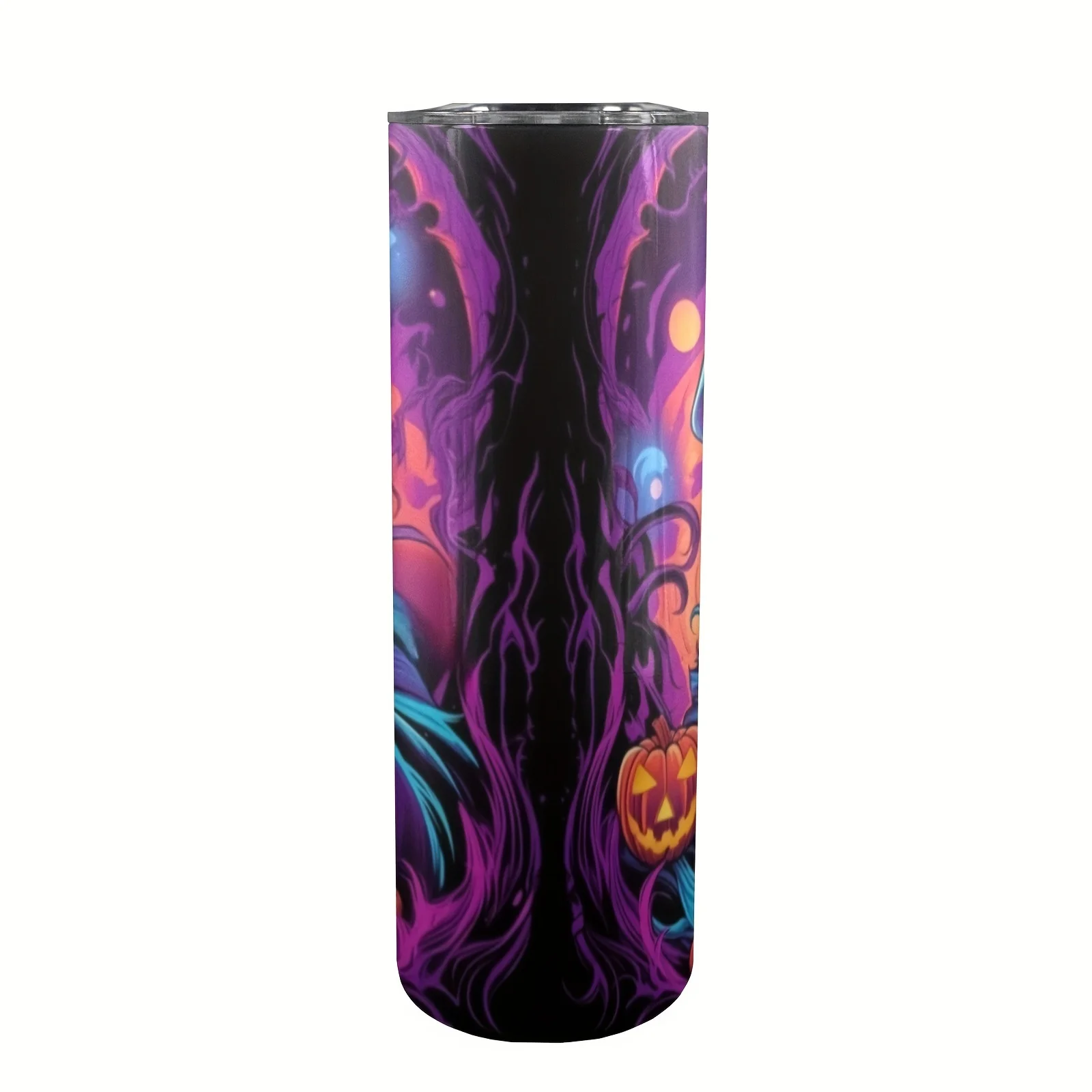 1pc 20oz Halloween-Themed Insulated Stainless Steel Tumbler with Straw and Lid – 304 Stainless Steel Coffee Tumbler, Skinny Travel Cup, Ideal Gift for Women and Friends – Vibrant 3D Design
