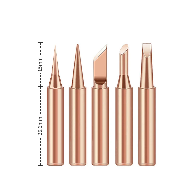 Puntas de soldador de cobre 900M-T I + B + K + 2.4D + 3C, cabeza de boquilla de soldador eléctrico, puntas de soldadura sin plomo, 5 piezas