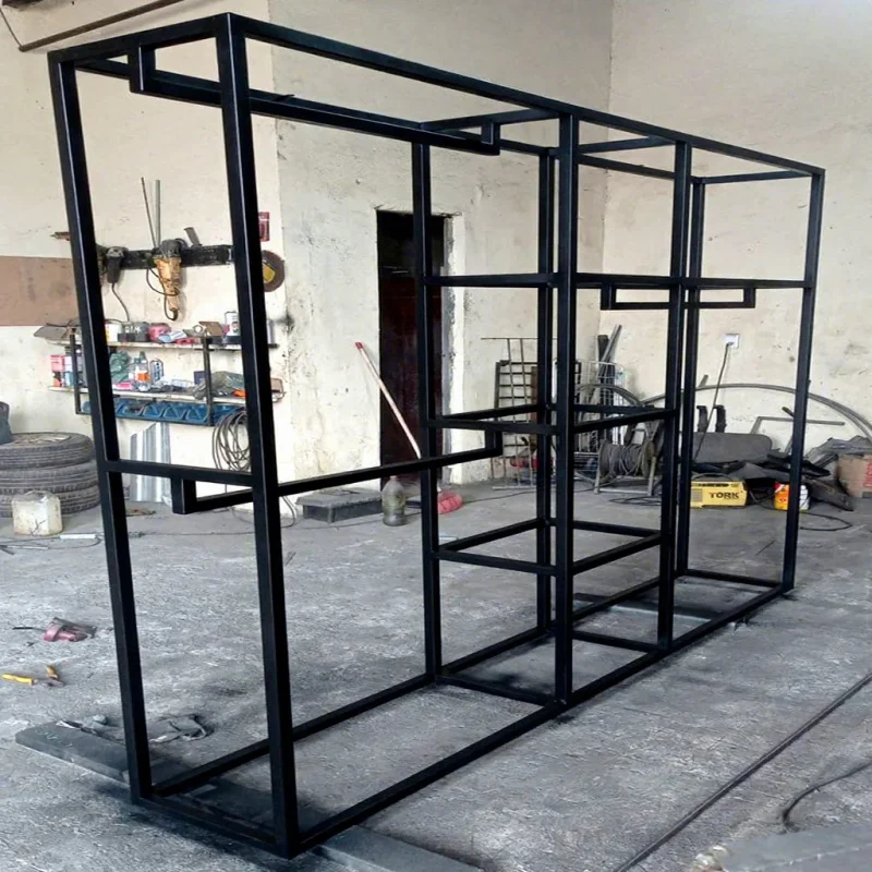 Customize.Steel Clothing Rack Men Boutique Clothing Store Black Hangers Clothing Store