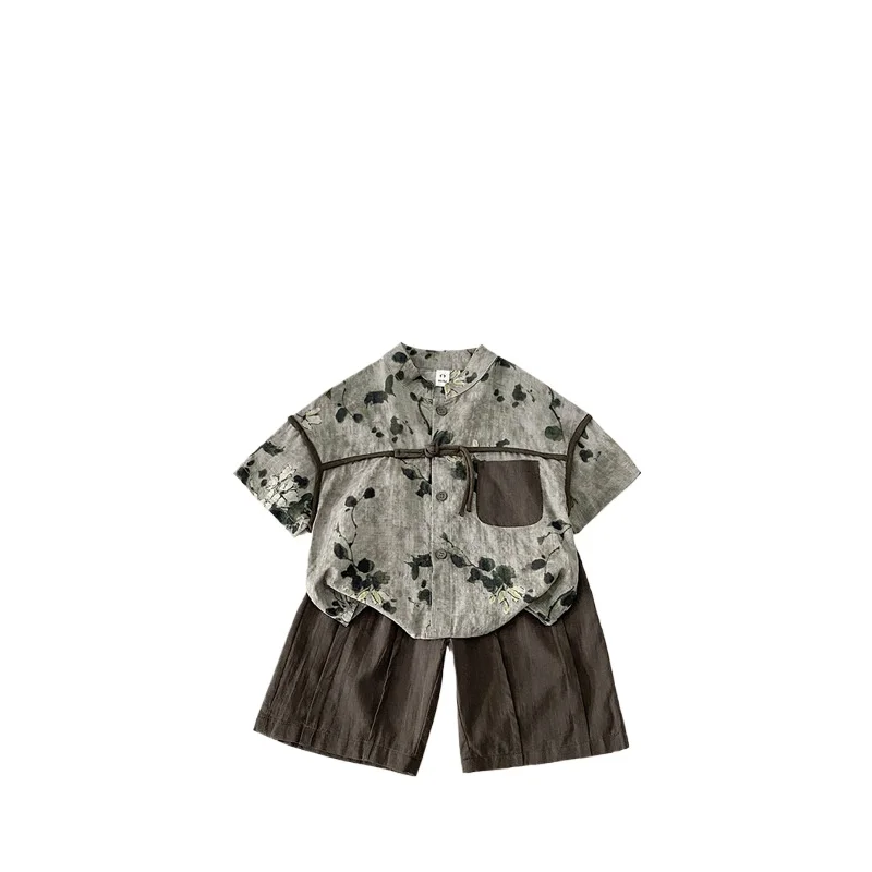 

Chinese Style Toddler Boys Clothes Sets Kids Shirt + Shorts Summer Children's Clothes