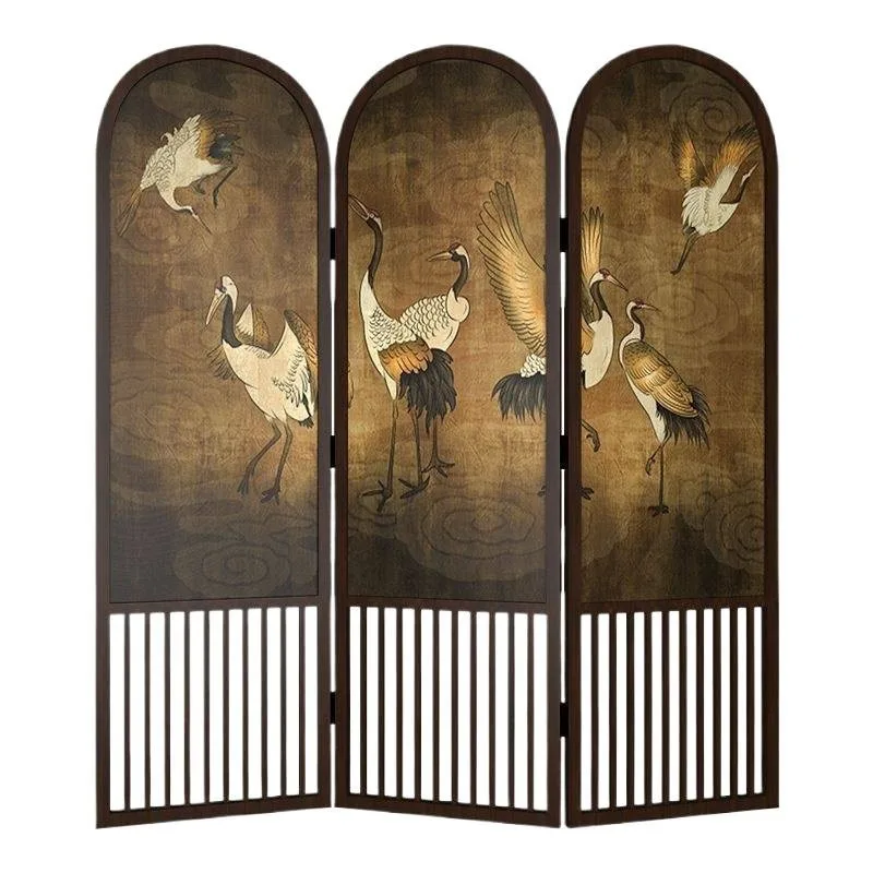 

Home removable French screen retro American home solid wood partition folding mobile entrance living room new Chinese style