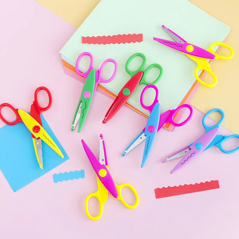 Creative Wavy Pattern Safety Scissors Kawaii Lace Scissors Card Photo Handmade Tools DIY Paper Cutter School Office Supplies