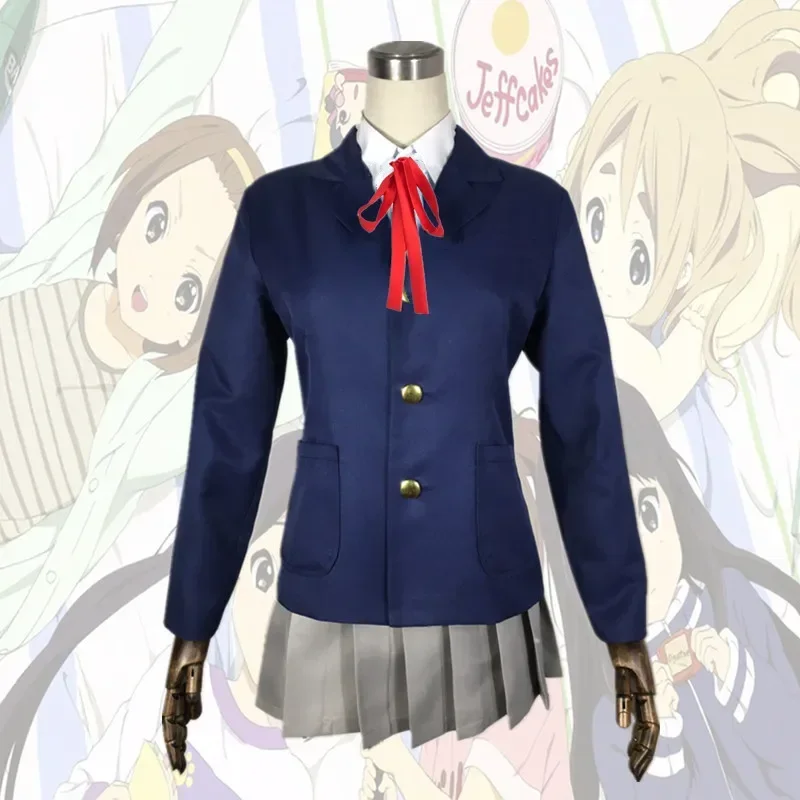 Anime K-ON! Cos homem mulher cosplay jk uniforme universitário traje conjunto completo camisa jaqueta saia gravata borboleta