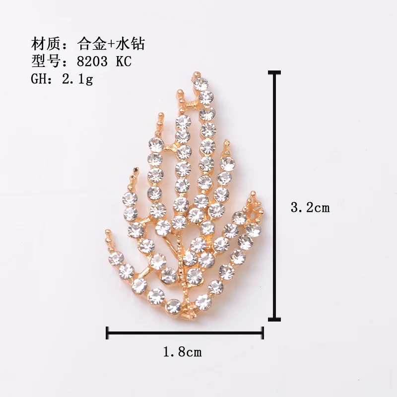 New with diamond leaf alloy accessories DIY bridal corsage fan handmade hair accessories materials factory direct wholesale