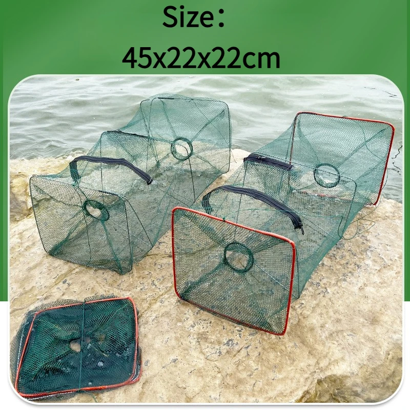 1db 2-hole foldable Homár kosárba Garnélarák Halászháló 45x22x22cm Csörlődob Cage horgászni háló Áttér fishcage Nylon cages shrimps Ajánló