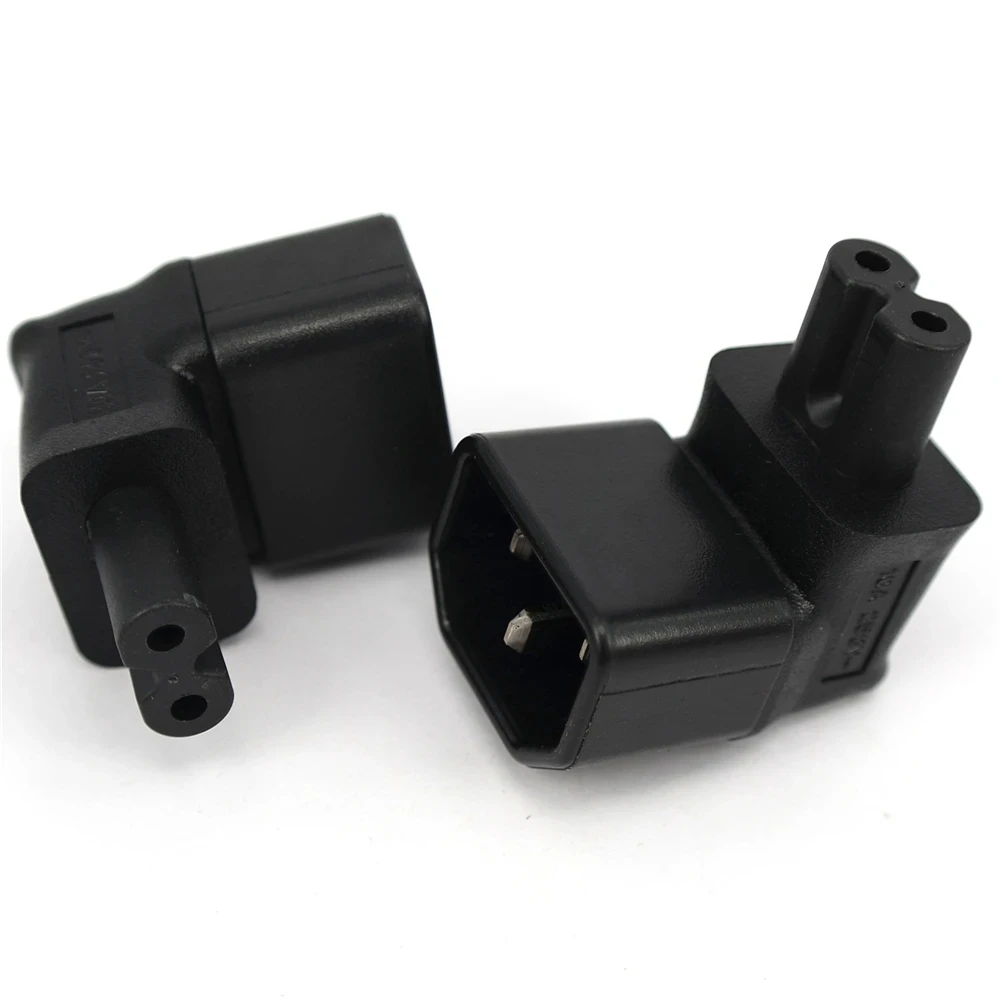1 Pcs IEC 320 3-Pin C14 Male To C7 Female Right Angled 8 type AC Power Adapter Converter 10A 250V  Right Angle Power adapter