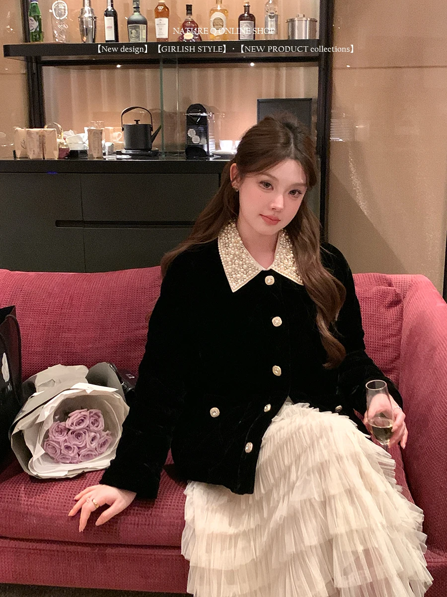 

Yang Xiaolei 90 White Du down MIU Series Diamond Collar Velvet Women's ort Sle Winter Jaet Korean Version Commute Sle