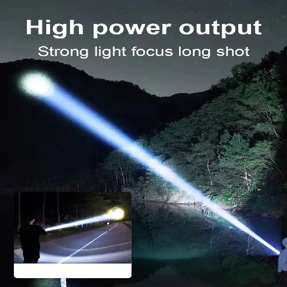 Ultra Powerful LED Flashlight Rechargeable Strong Magnetic Torch Super Bright Spotlight Long Range Flashlights Emergency Lantren