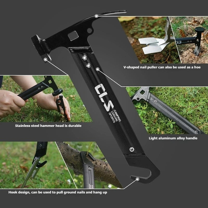 1Pc Mini Tent Hammer, Stainless Steel Aluminum Alloy Handle, Camping Sky Nailing Hammer, Small Hammer Bone Nail Hammer view 3