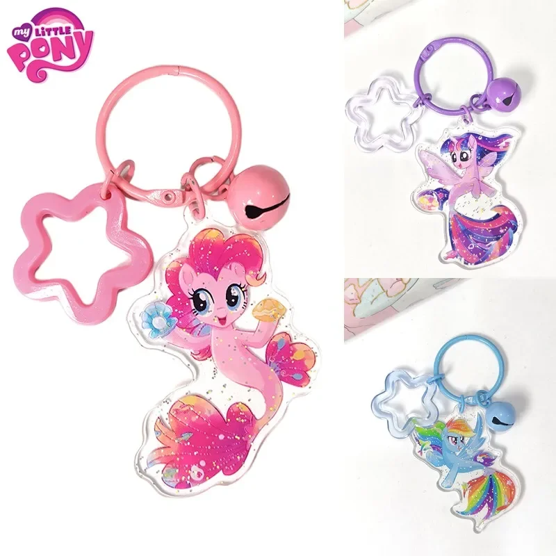 

My Little Pony Pinkie Pie Keychains Cartoon Fluttershy Acrylic Key Chains Bag Pendants Decorations Anime Hanging Accessories