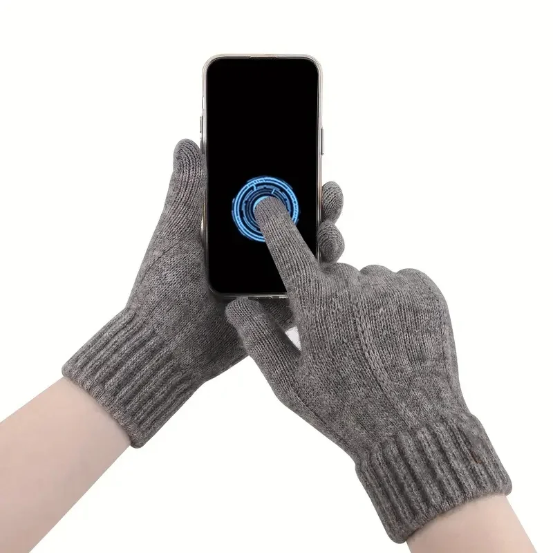  4 ألوان قفازات شتوية دافئة تعمل باللمس للجنسين قفازات أصابع متماسكة قابلة للغسل في الغسالة مثالية للسفر وركوب الدراجات والرياضة #3