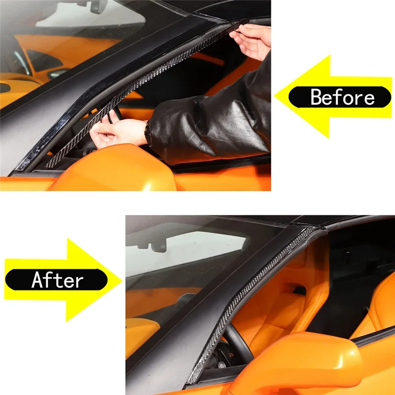 

Для Corvette C7 2014-2019 мягкое углеродное волокно переднее лобовое стекло автомобиля на стойку декоративная наклейка компонент-AB36