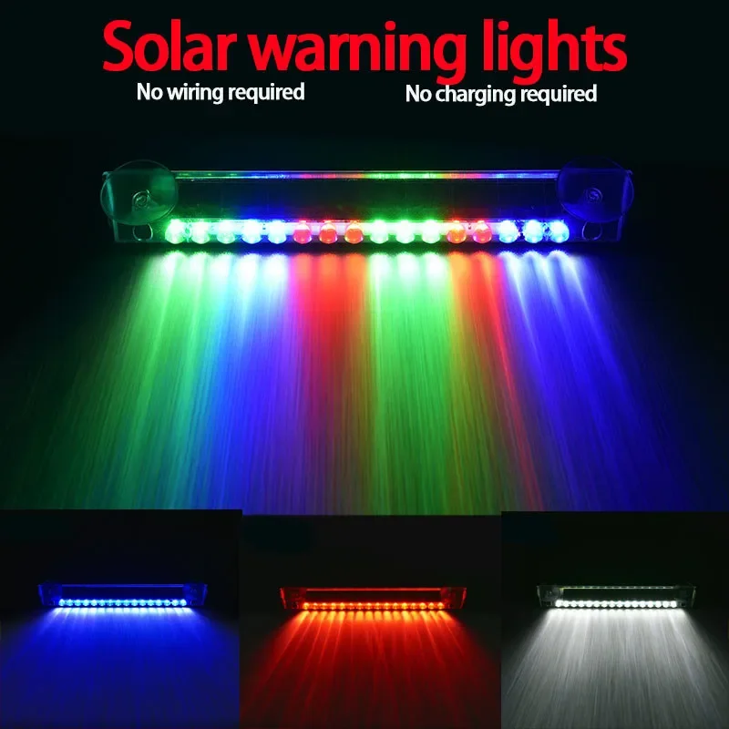 1 szt. Uniwersalny Alarm ostrzegawczy lampa stroboskopowa samochód antykolizyjny 16 kolorowy Alarm antywłamaniowy solarny Alarm ostrzegawczy część samochodowa światła światło stroboskopowe