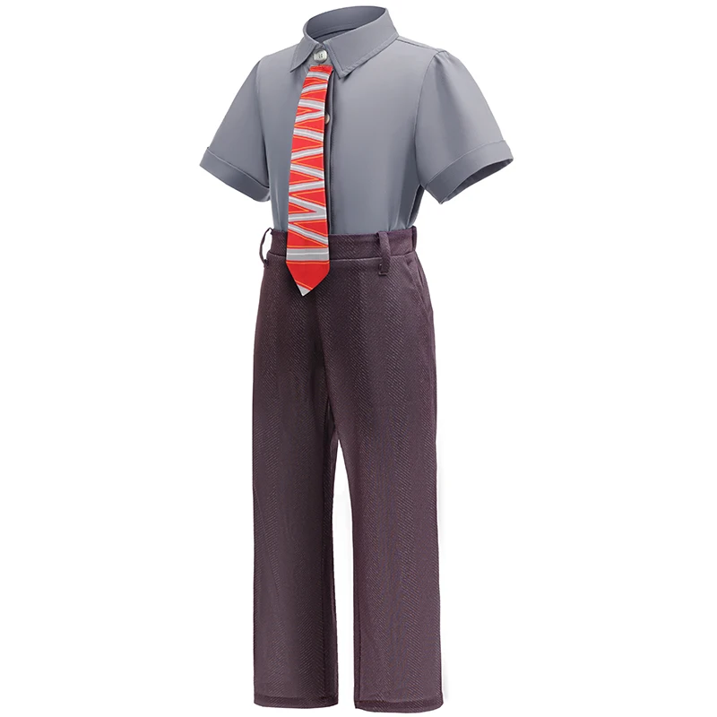 2PCS Angry Emotion Cosplay Costume Kids Striped Bow Tie Shirt+Pants Clothing Set For Boys 100 Days Of School Days Formal Wear