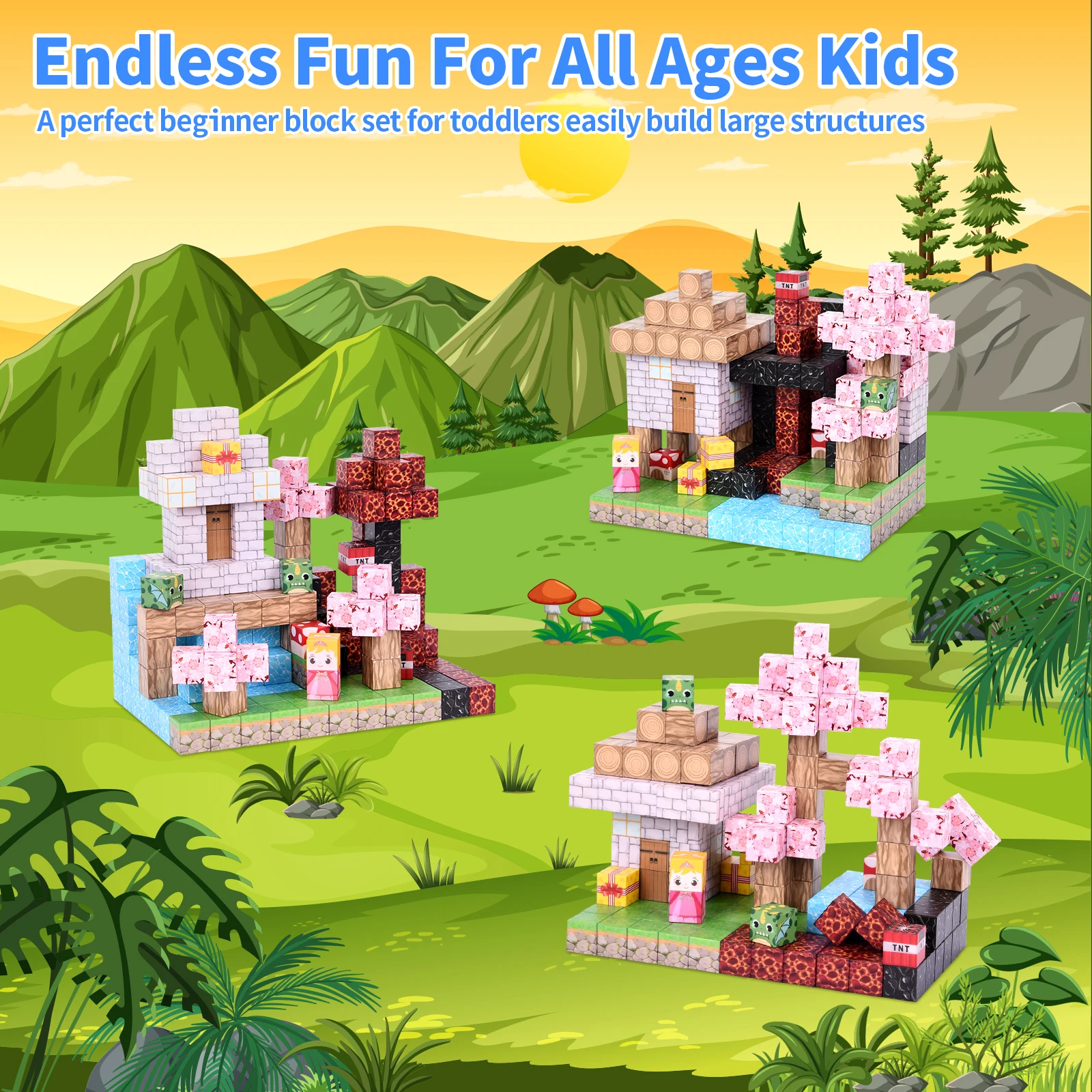 Klocki magnetyczne - 100 sztuk (Klocki magnetyczne) - zabawki STEM dla dzieci od 3 lat. Możliwość układania w stosy, idealne prezenty na Halloween/Boże Narodzenie dla chłopców i dziewcząt