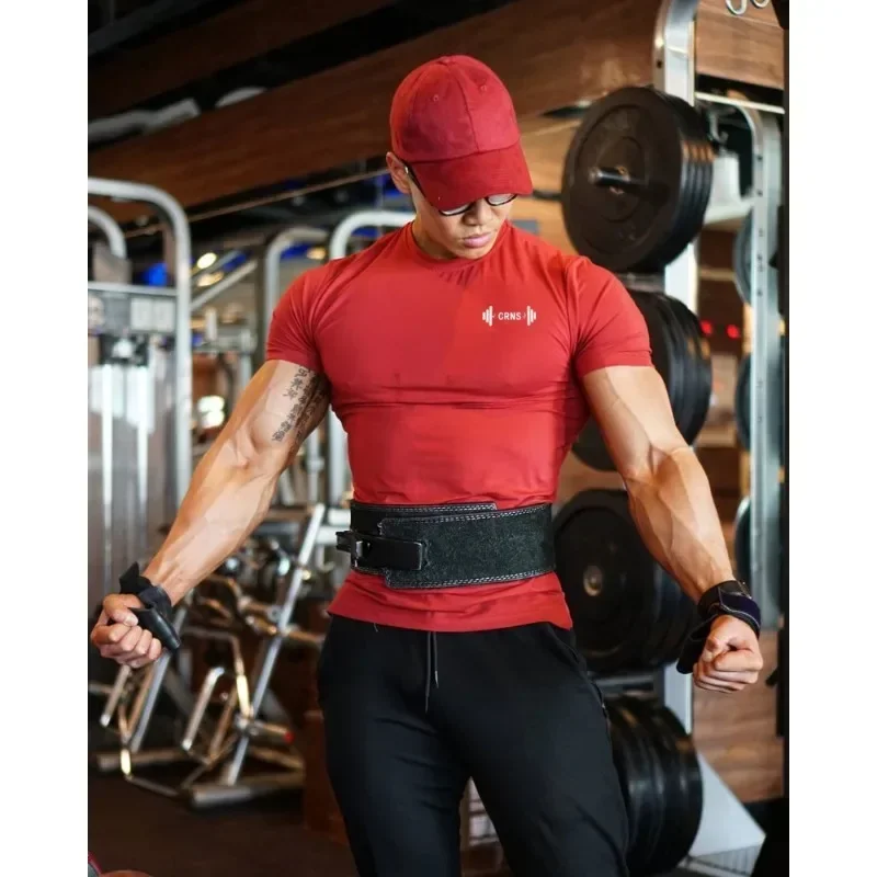 Men's Summer Gym Fitness Clothing Sports Skinny Tee Cotton Short Sleeve T-shirt Running Training Sweatshirt Bodybuilding Tights image 6
