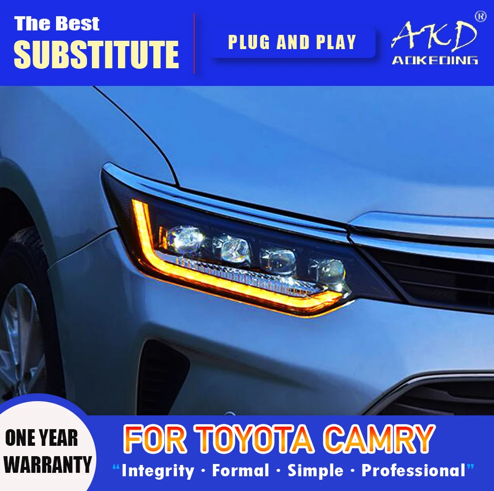 

AKD Head Lamp for Toyota Camry LED Headlight 2015-2017 Headlights Camry DRL Turn Signal High Beam Angel Eye Projector Lens